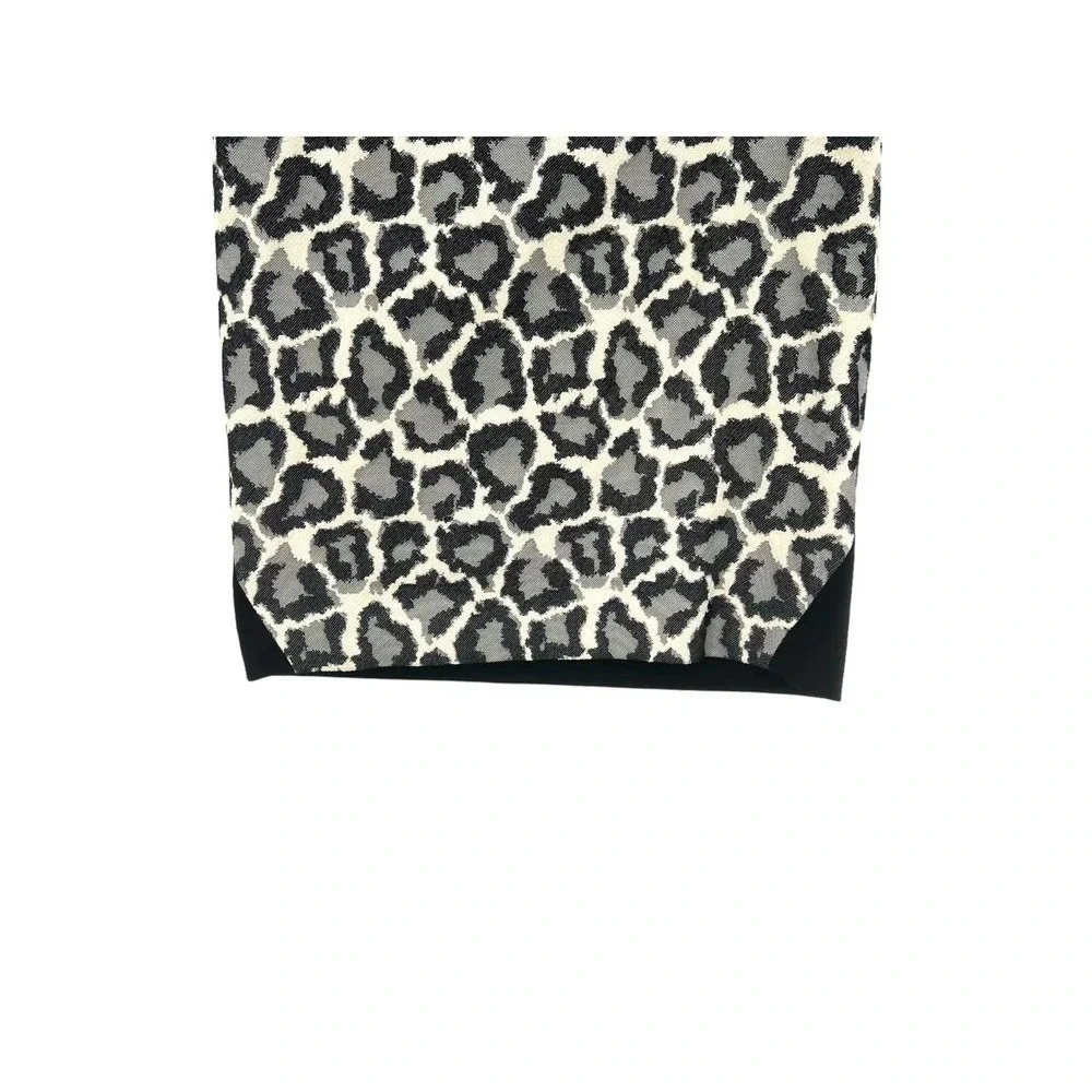 Diane Von Furstenberg Emma Leopard Print Pencil Skirt‎ Black Size 12